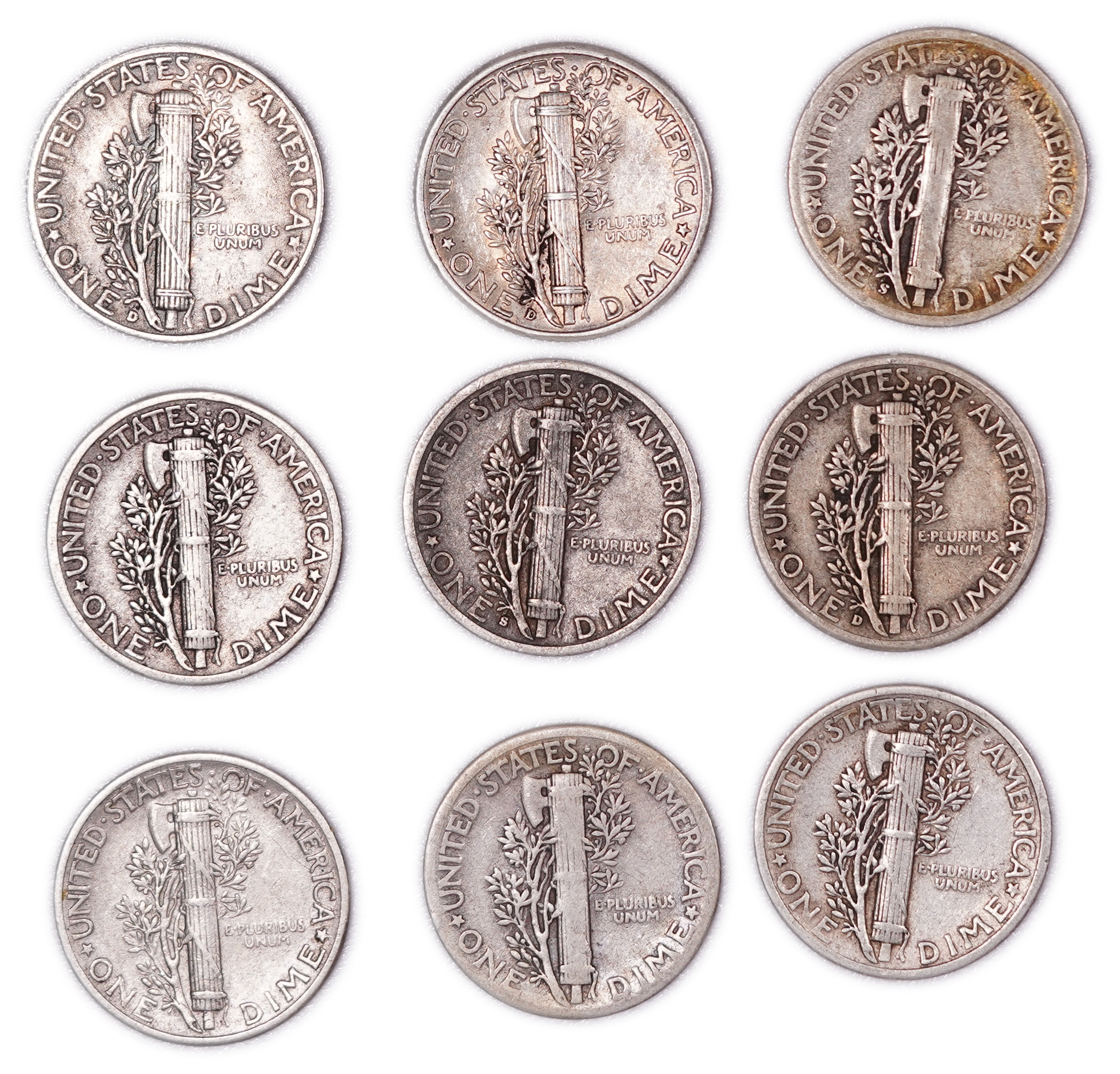 United States - Group of 27 10-Cent Coins - 25 Mercury Dimes & 2 Roosevelt Dimes - .900 Silver - Total Weight 65.87 ... - 1 3