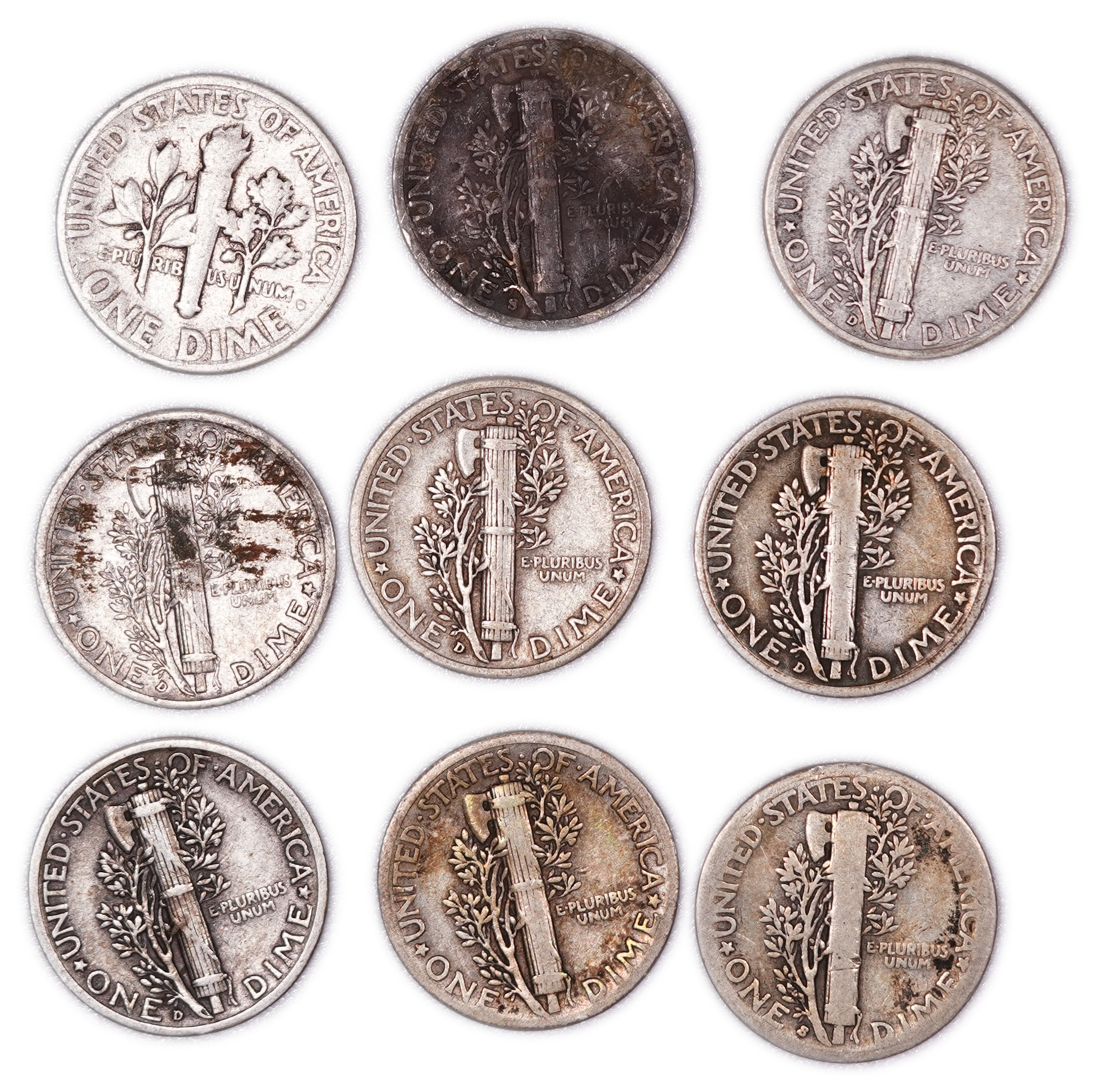 United States - Group of 27 10-Cent Coins - 25 Mercury Dimes & 2 Roosevelt Dimes - .900 Silver - Total Weight 65.87 ... - 1 7