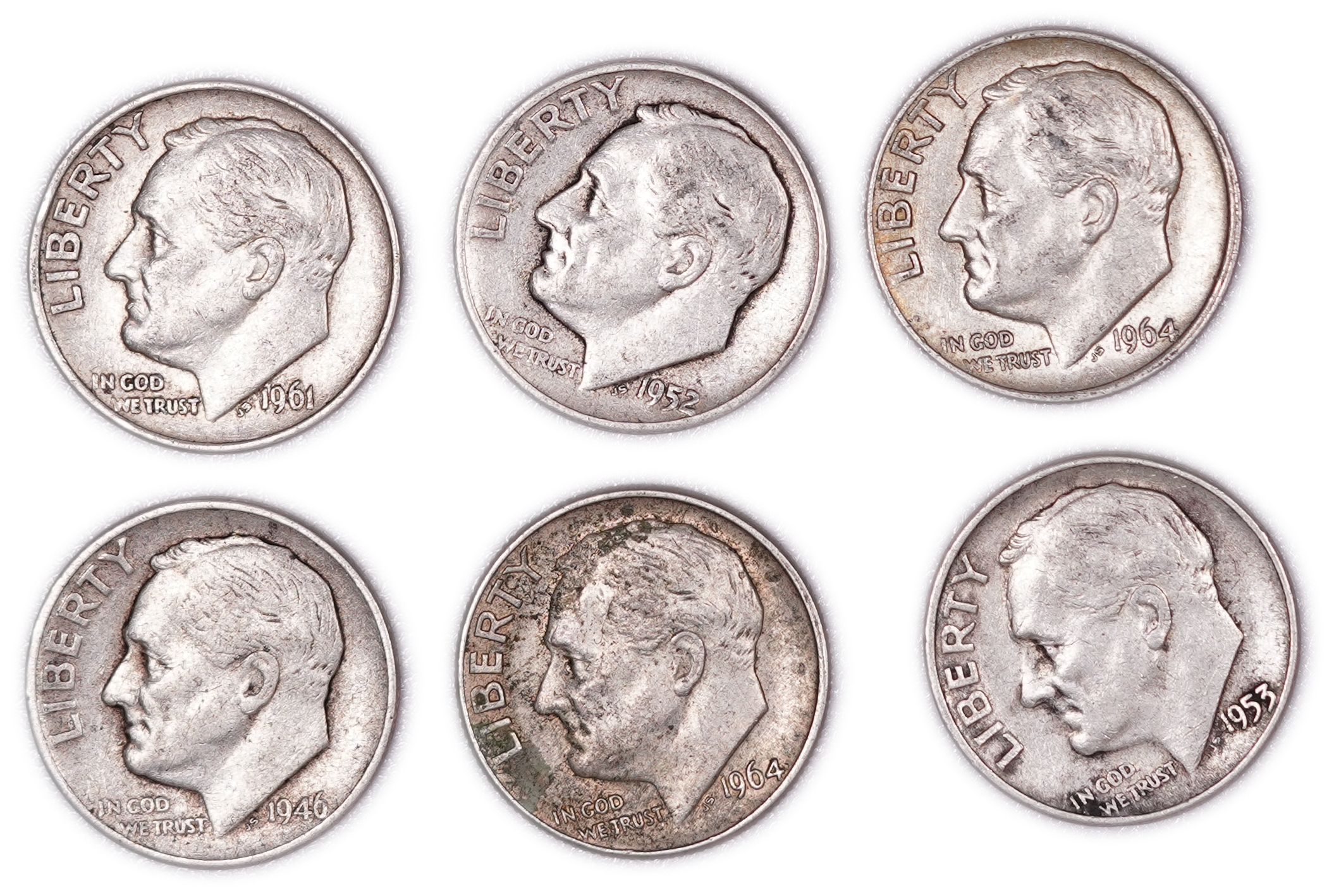 United States - Group of 18 10-Cent Coins - 17 Roosevelt Dimes & 1 Mercury Dime - .900 Silver - Total Weight 42.10 ... - 1 4
