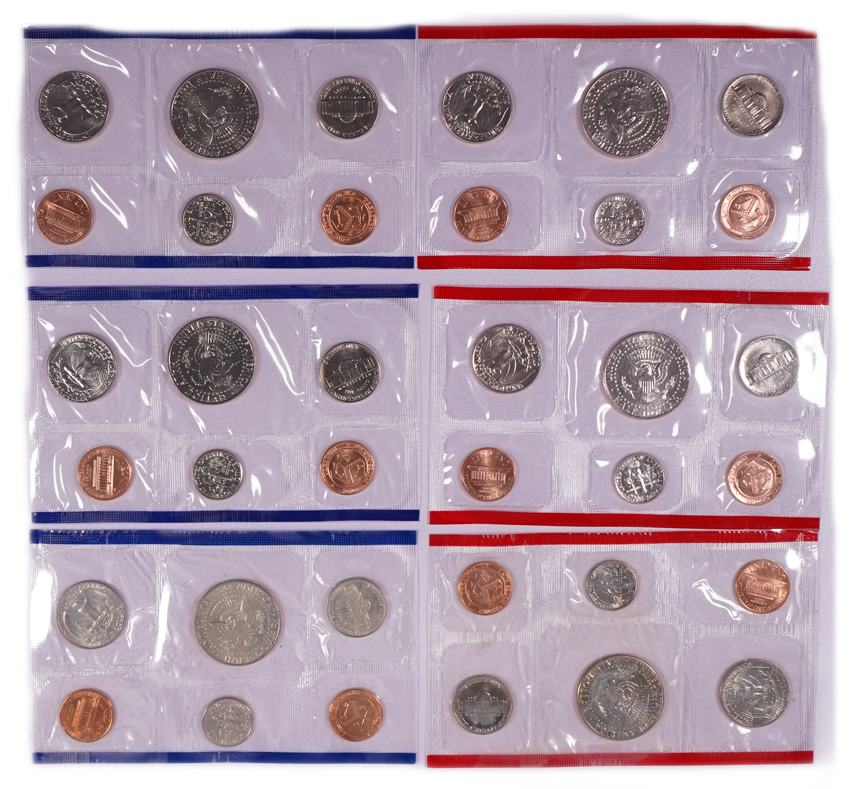 United States -Lot of 3 Official 1991 U.S. Mint Uncirculated Coin Sets - Each Set with Two 6-Piece Packs, Total 36 ... - 1 2
