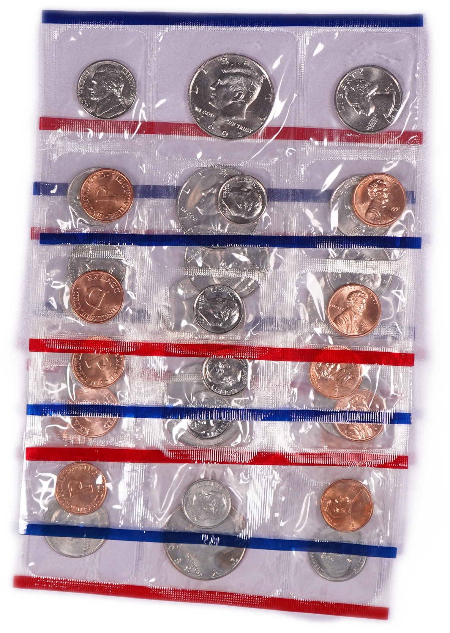 United States -Lot of 3 Official 1991 U.S. Mint Uncirculated Coin Sets - Each Set with Two 6-Piece Packs, Total 36 ... - 1 0