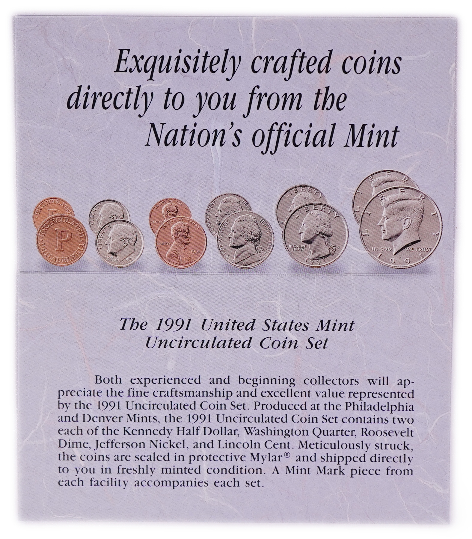 United States -Lot of 3 Official 1991 U.S. Mint Uncirculated Coin Sets - Each Set with Two 6-Piece Packs, Total 36 ... - 1 6