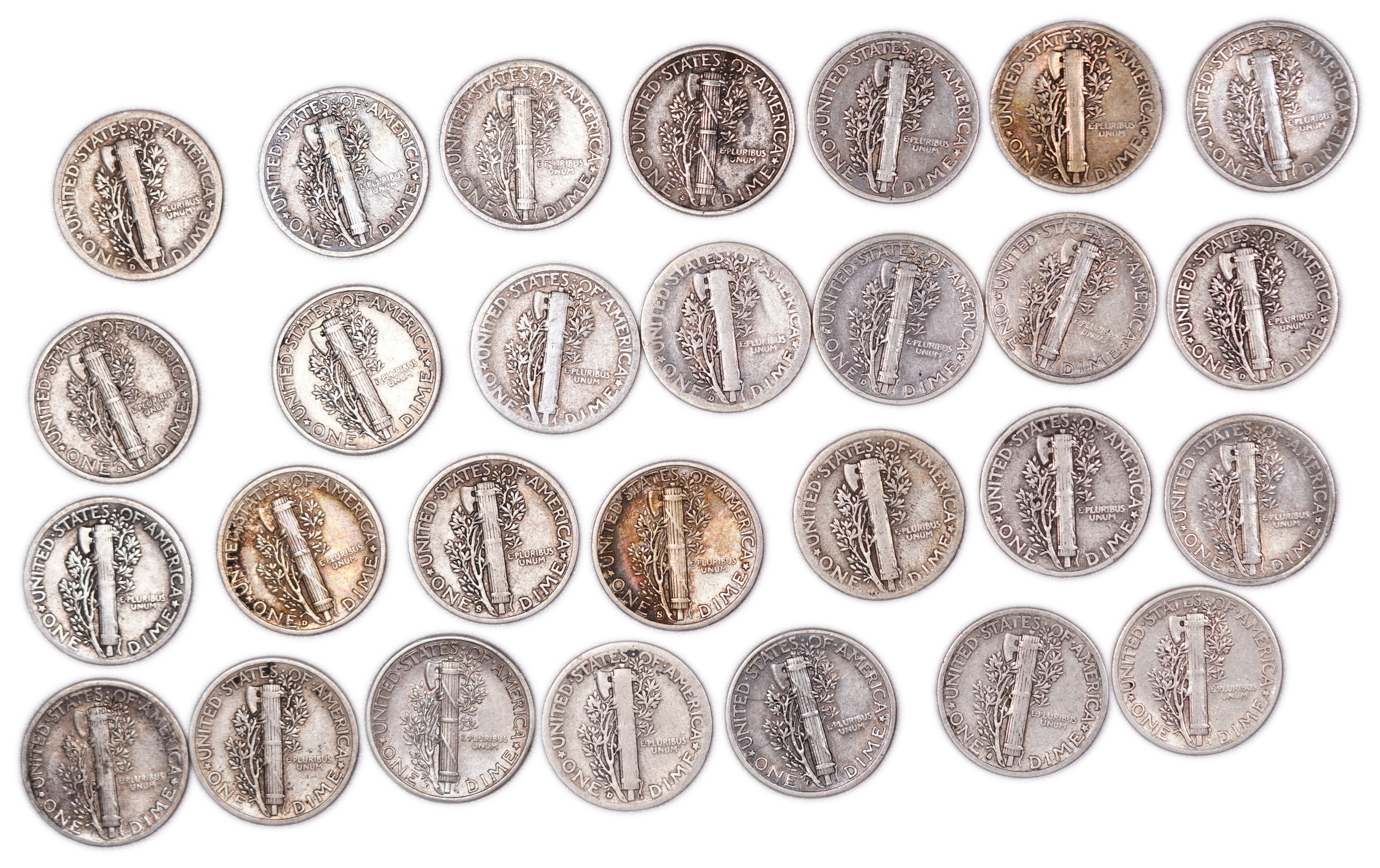 United States - Group of 28 Mercury Dimes - .900 Silver - Total Weight 68.45 g (Approx. 61.61 g Net Silver, Approx. ... - 1 1