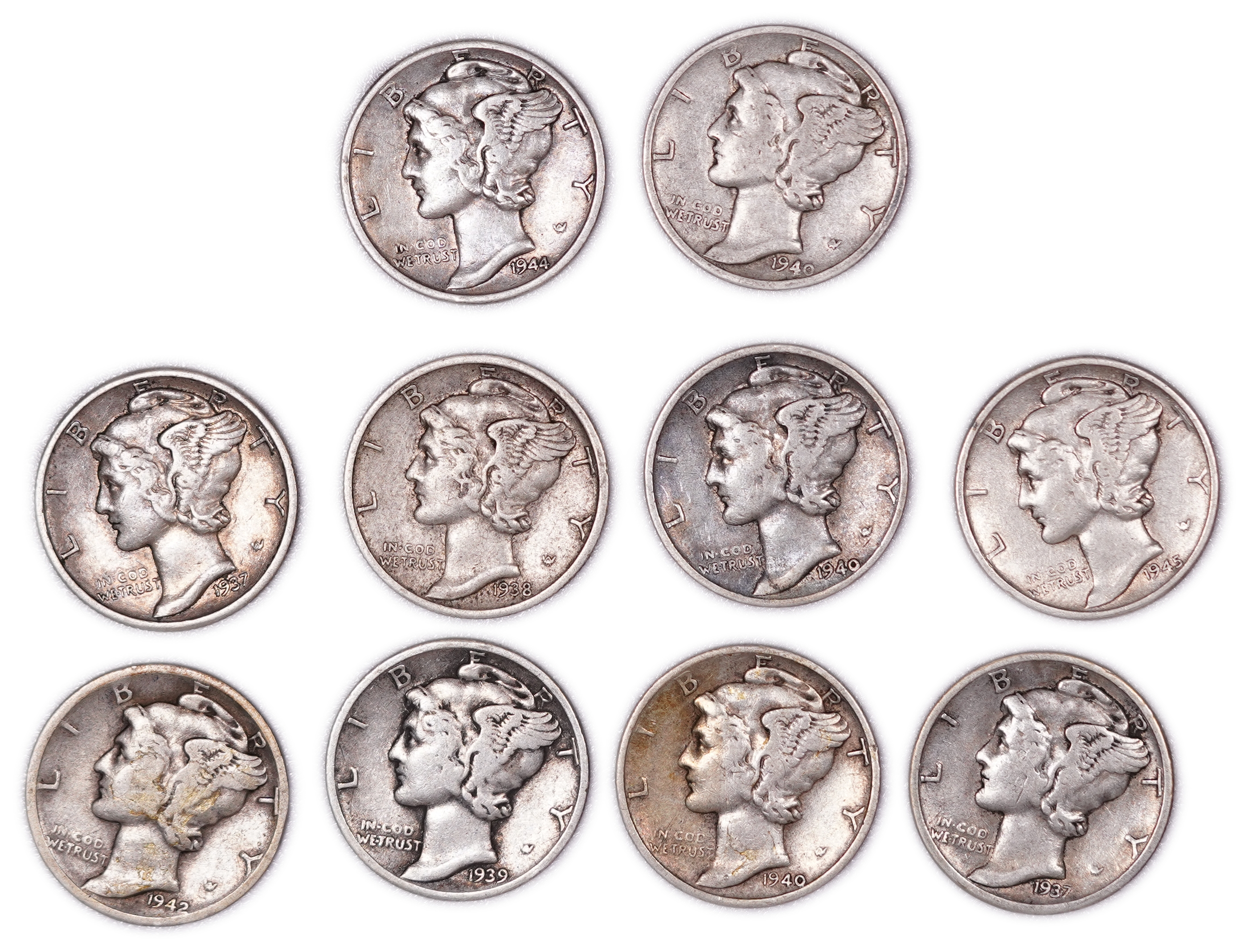 United States - Group of 28 Mercury Dimes - .900 Silver - Total Weight 68.45 g (Approx. 61.61 g Net Silver, Approx. ... - 1 6