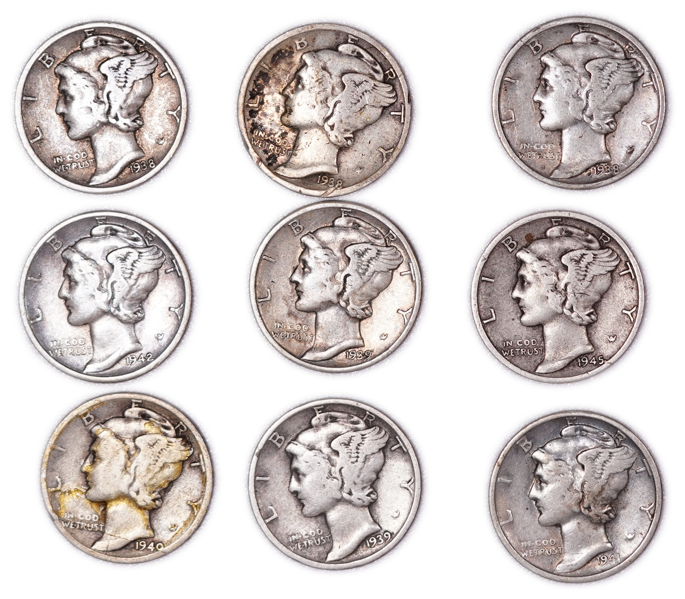 United States - Group of 28 Mercury Dimes - .900 Silver - Total Weight 68.45 g (Approx. 61.61 g Net Silver, Approx. ... - 1 2