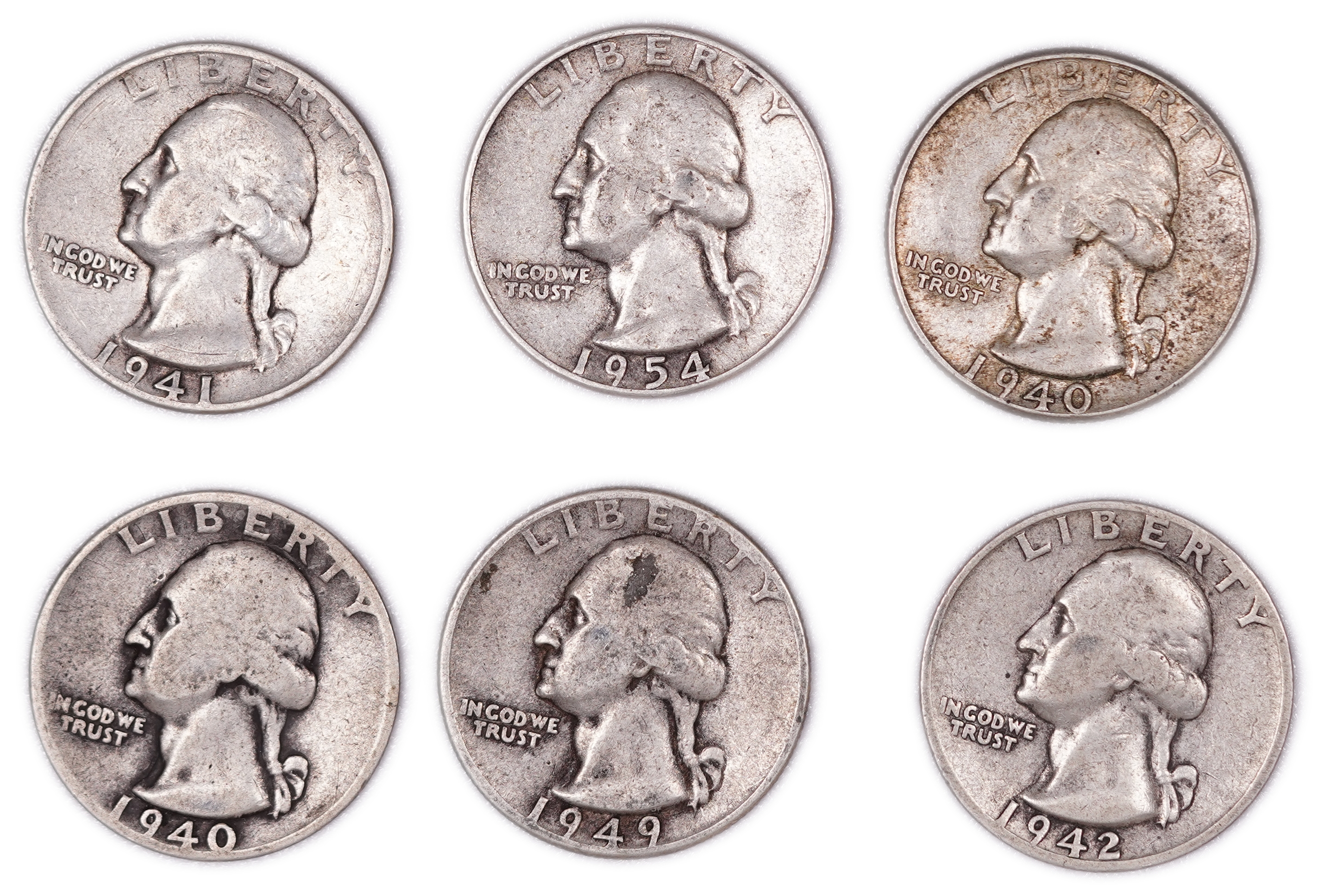 United States - Group of 18 Washington Quarter Dollar Coins - .900 Silver - Total Weight 111.33 g (Approx. 100.20 g ... - 1 6