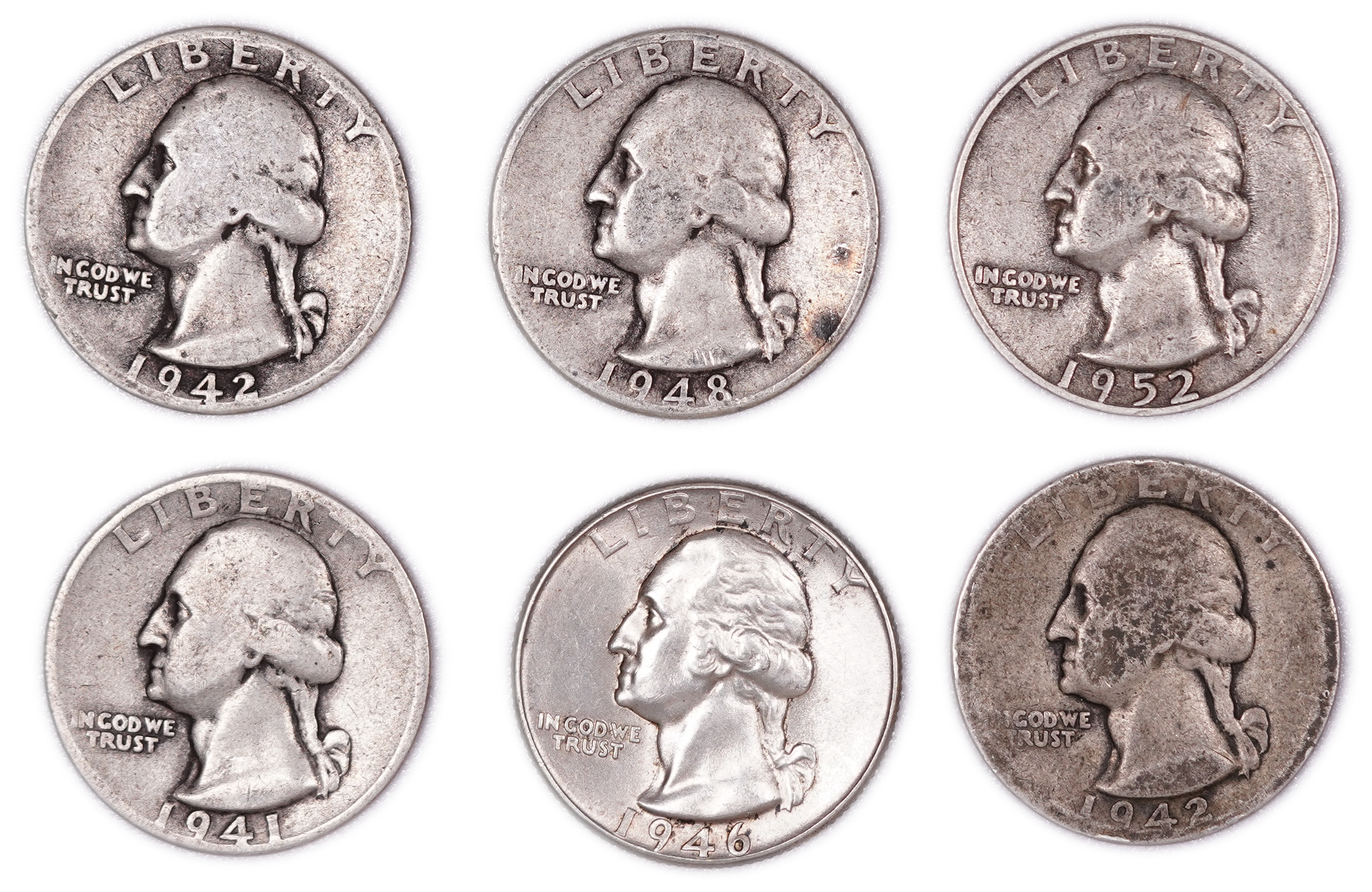 United States - Group of 17 Quarter Dollar Coins - 12 Washington, 3 Barber and 2 Standing Liberty - .900 Silver - ... - 1 6
