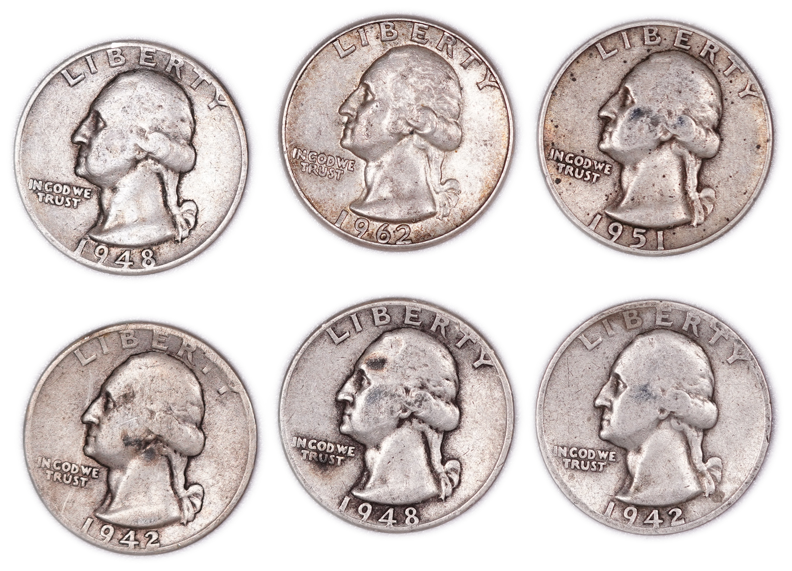 United States - Group of 17 Washington Quarter Dollar Coins - .900 Silver - Total Weight 105.0 g (94.50 g Net ... - 1 4