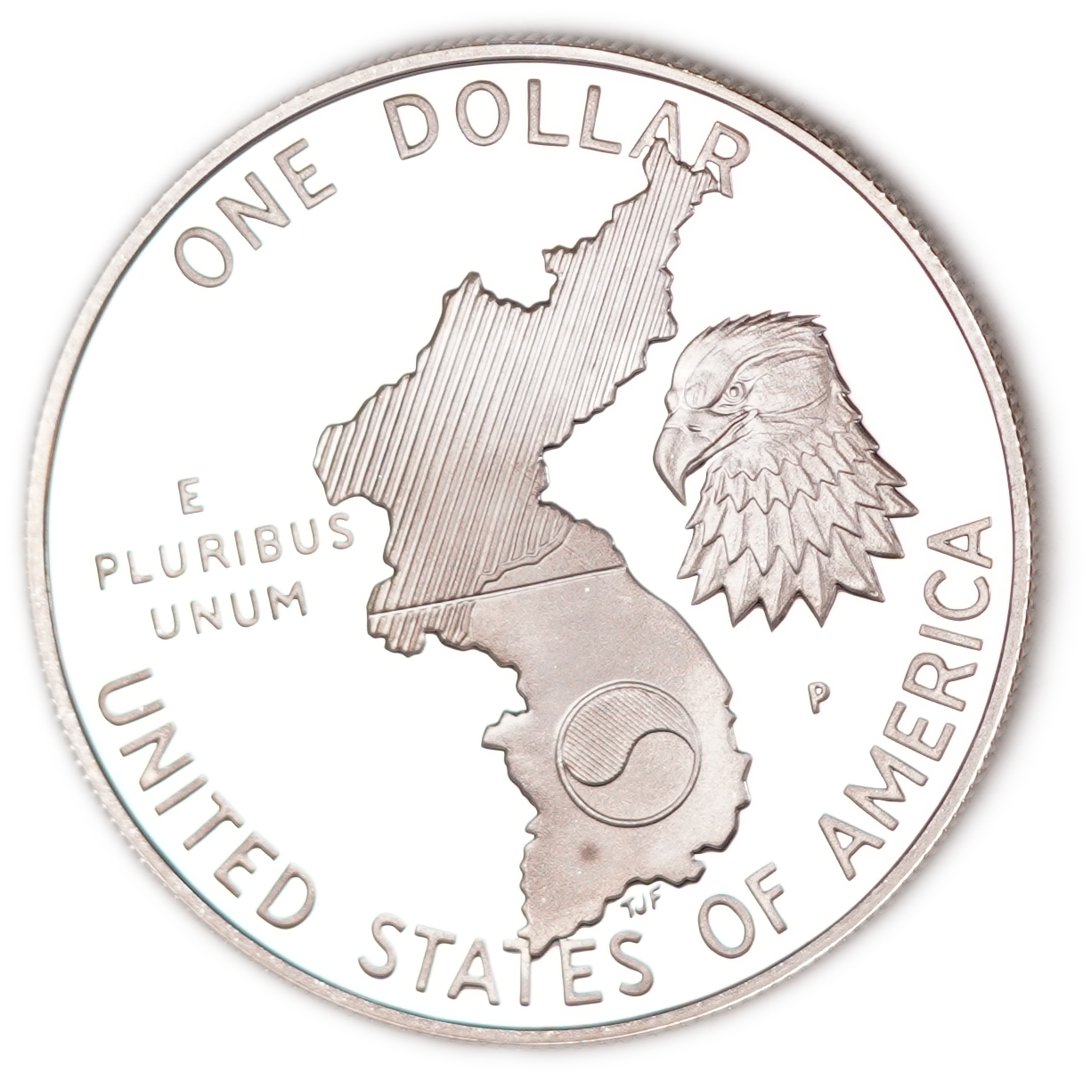 United States - 1991-P $1 Korean War Memorial Coin - 38th Anniversary of the Korean Armistice - .900 Silver, 26.73 ... - 1 1
