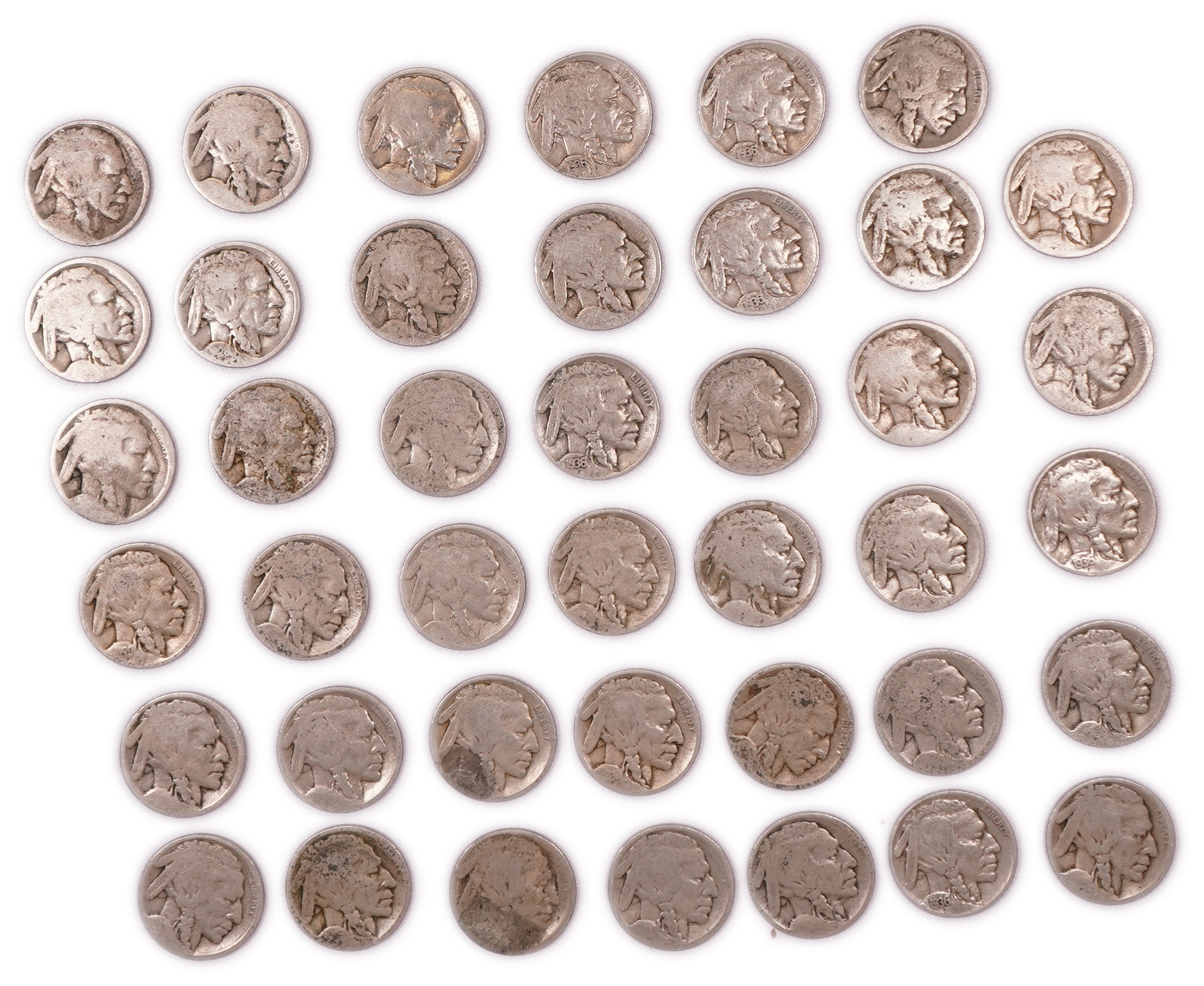 United States - Group of 41 Buffalo Nickel Coins - 5 Cents - Various Types and Dates - 1 0