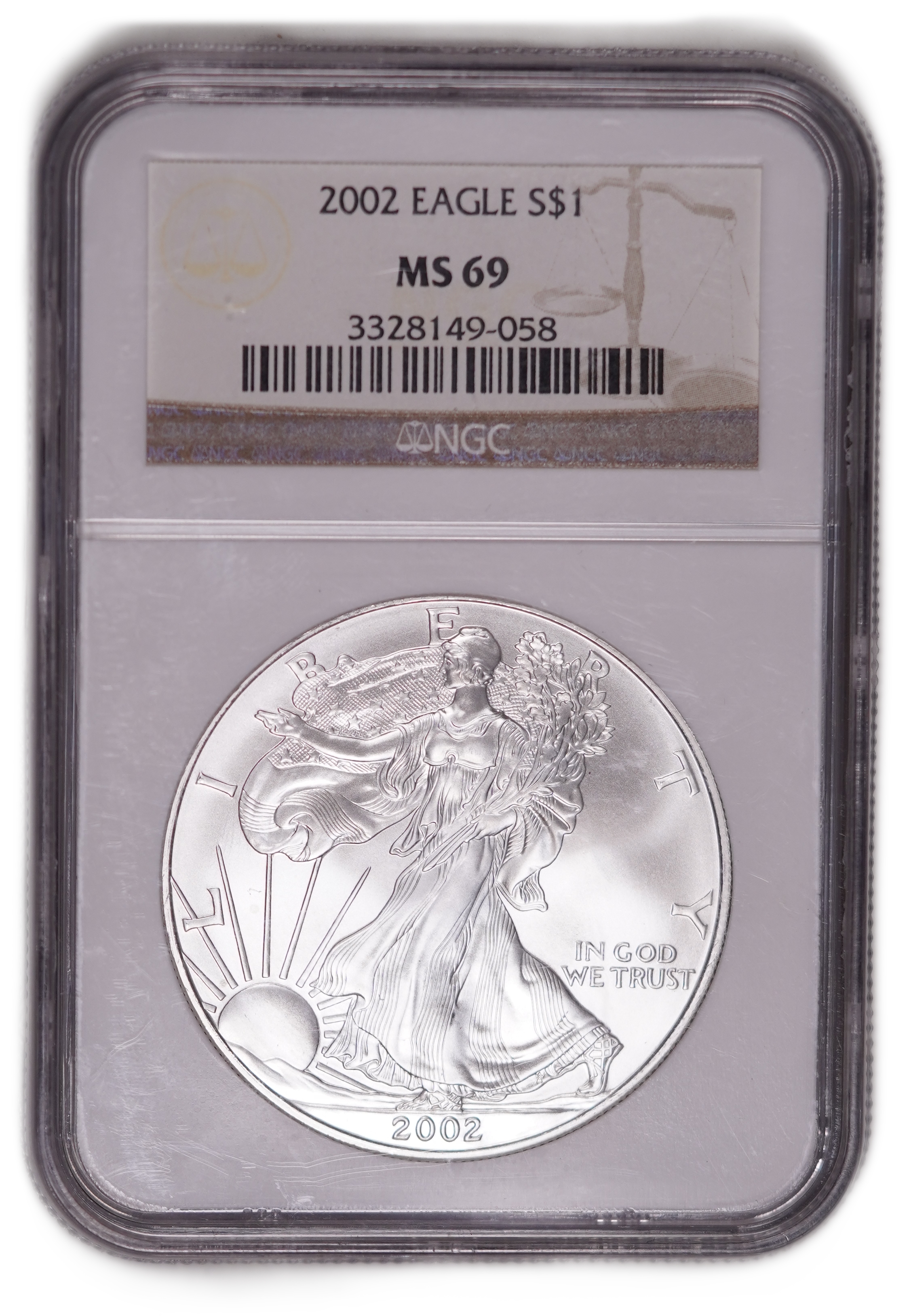 United States - 2002 $1 Silver Eagle - American Silver Eagle - .999 Silver, 31.103 g - 1 Troy Ounce - NGC MS69 - ... - 1 0