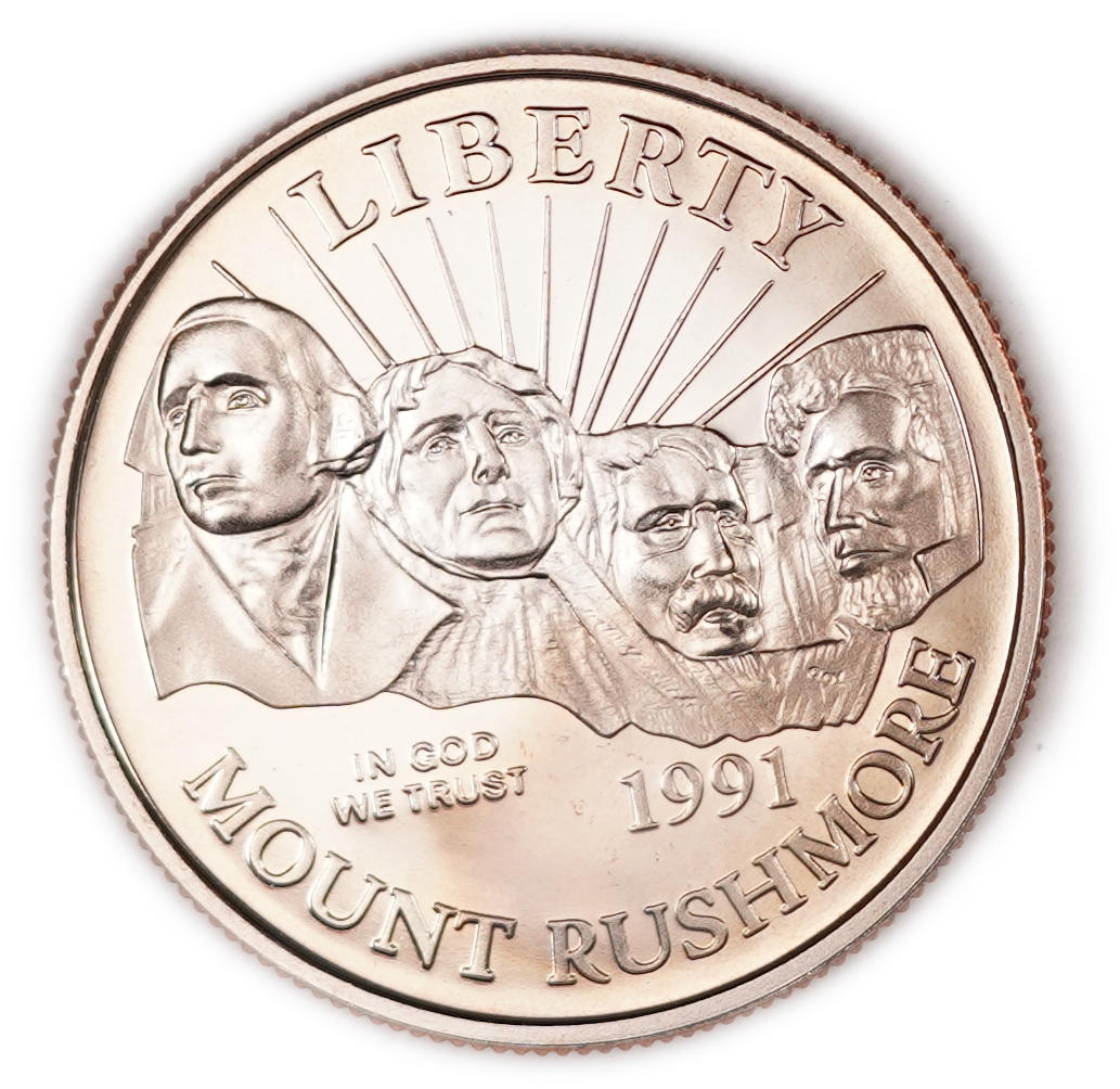 United States - Official 3-Coin Set, 1/2, 1 and 5 Dollars 1991 - 50th Anniversary of Mount Rushmore National ... - 1 9