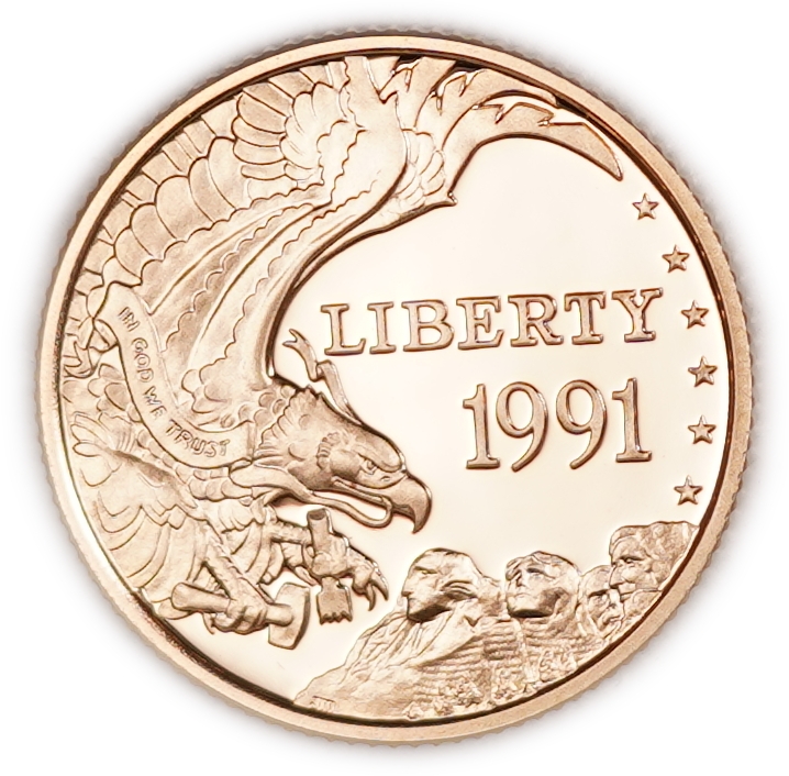 United States - Official 3-Coin Set, 1/2, 1 and 5 Dollars 1991 - 50th Anniversary of Mount Rushmore National ... - 1 10
