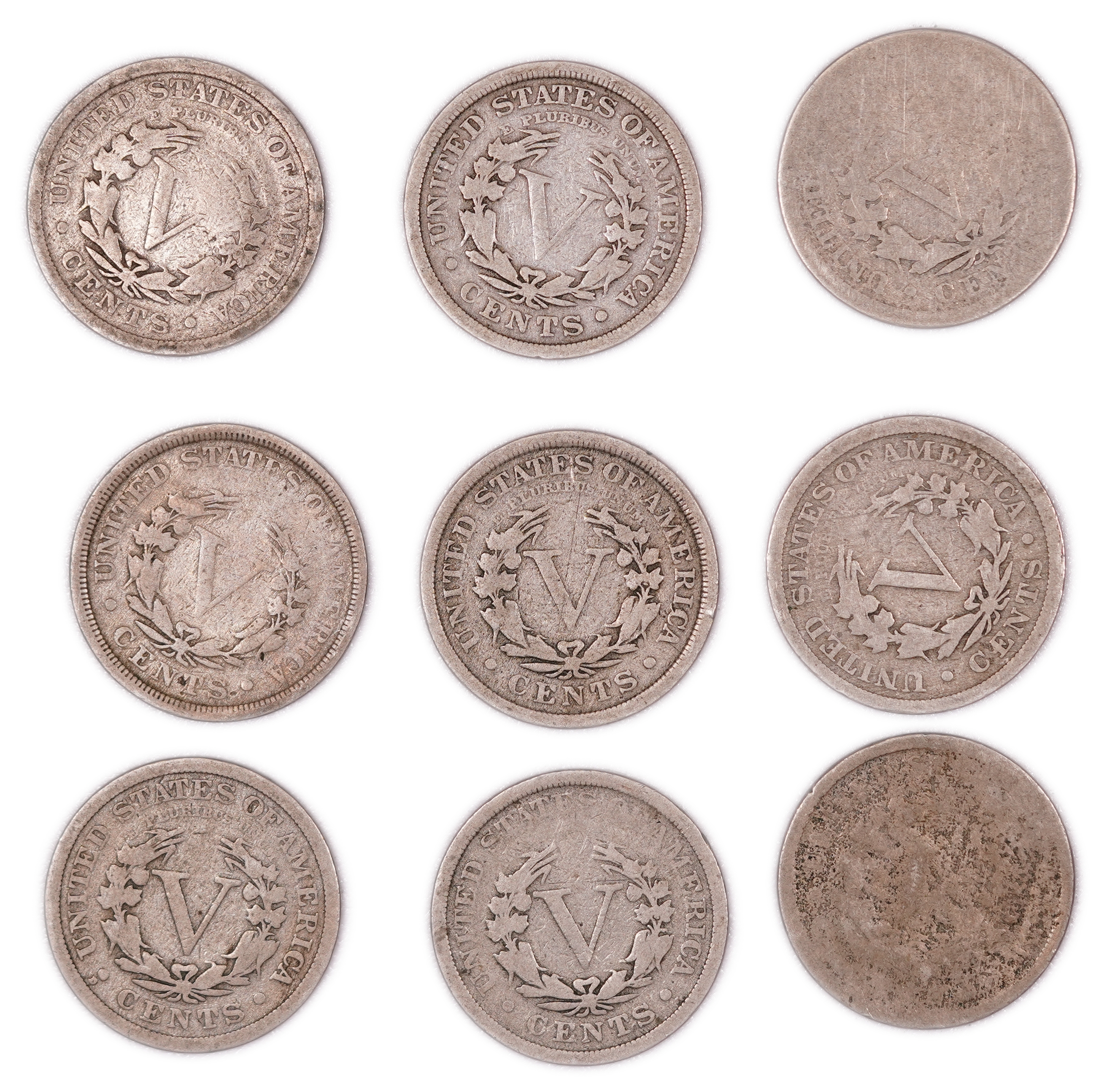 United States - Group of 30 Liberty Head "V" Nickels - 5 Cents - Various Dates 1883-1912 - 1 3