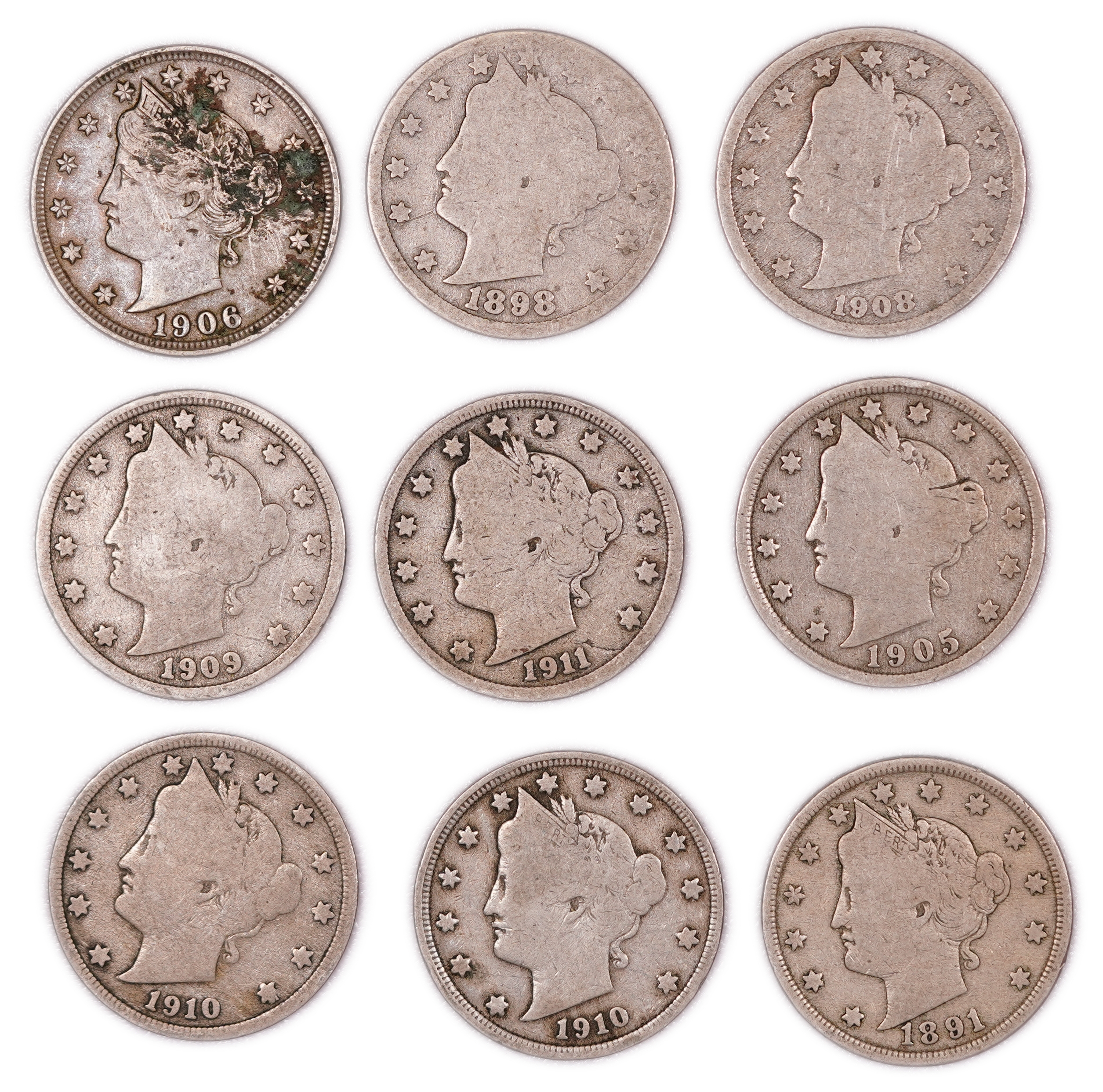 United States - Group of 30 Liberty Head "V" Nickels - 5 Cents - Various Dates 1883-1912 - 1 4