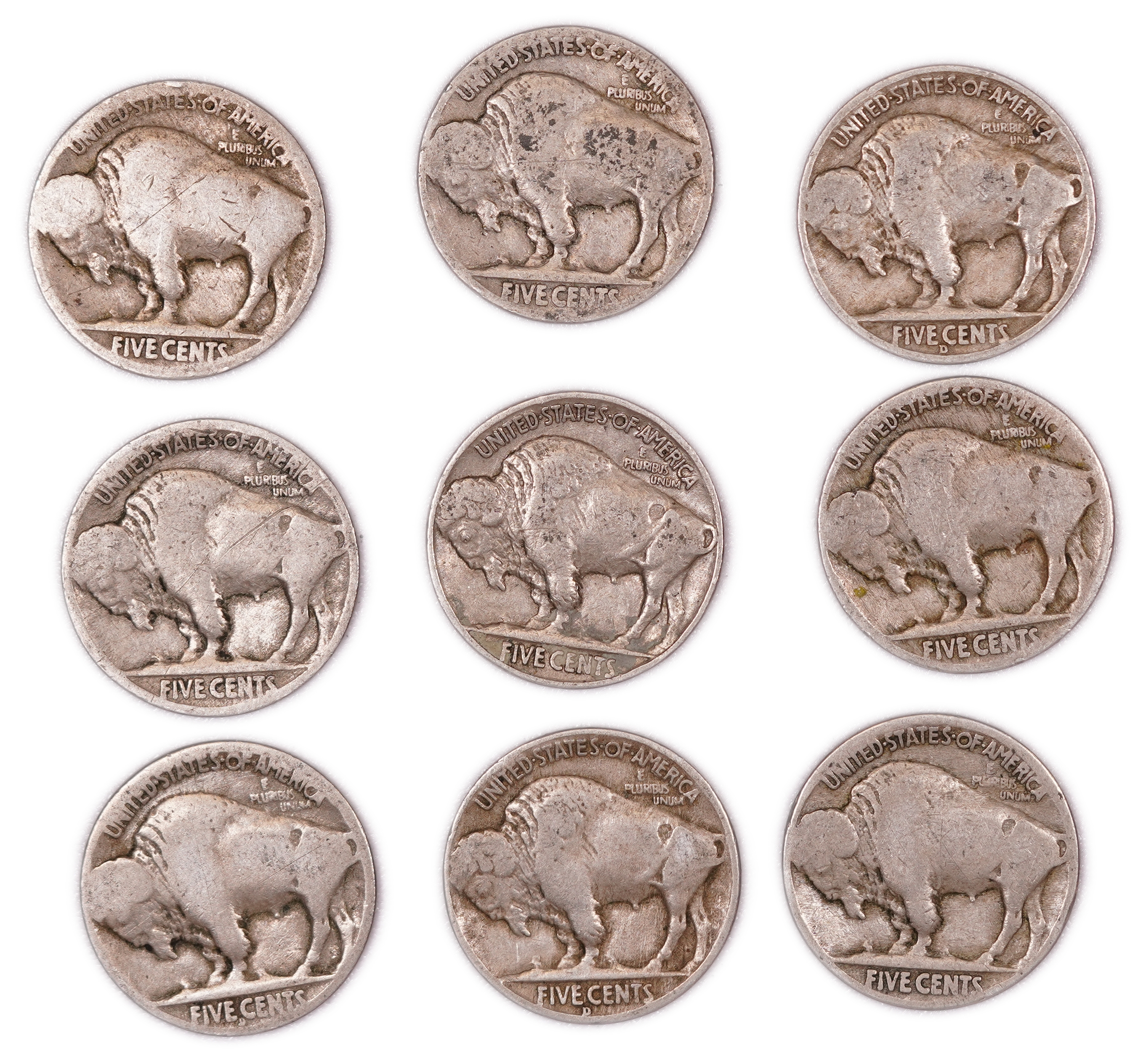 United States - Group of 40 Buffalo Nickels - 5 Cents - Indian Head Series - Various Dates 1913-1938 - 1 2