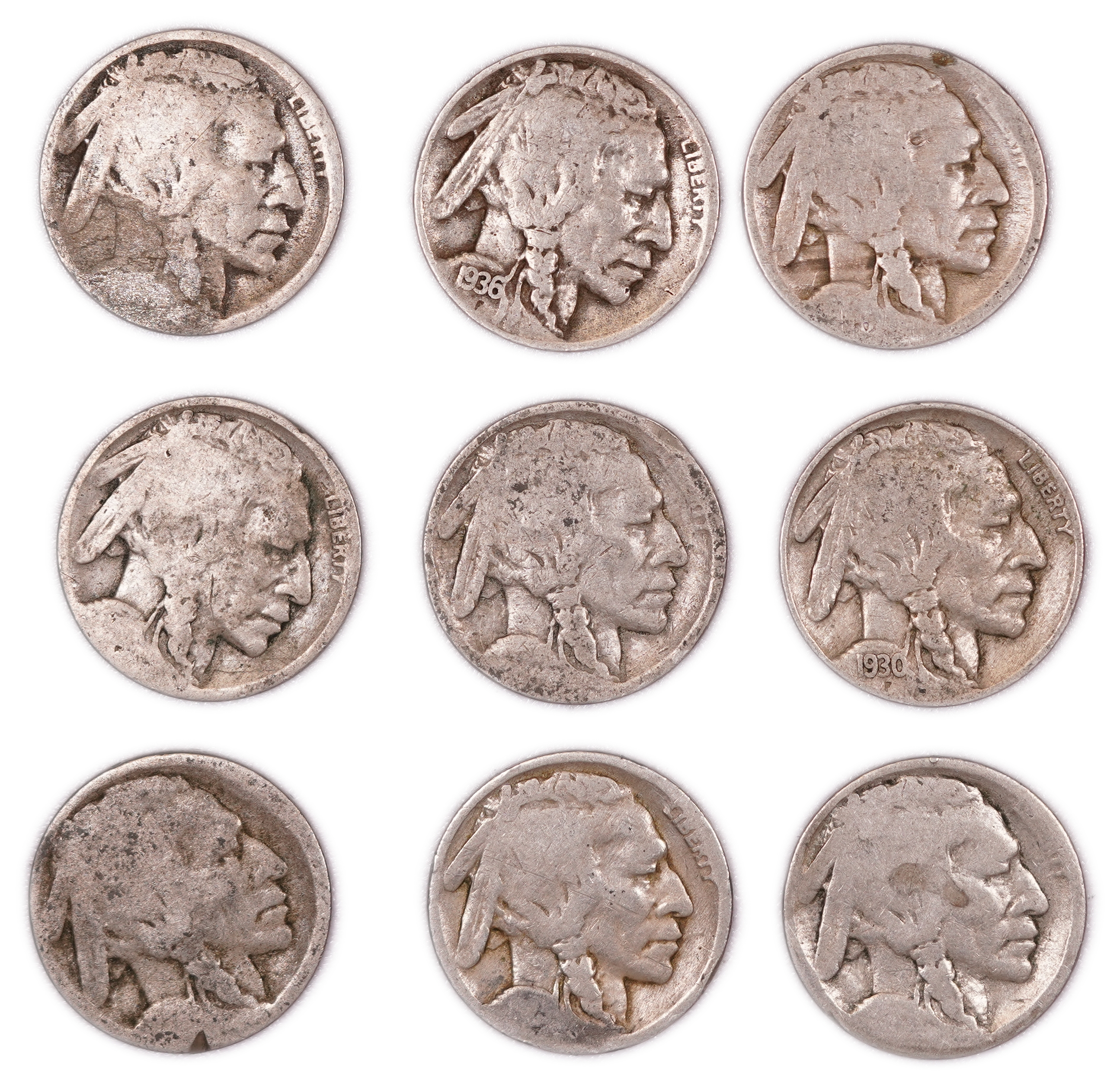 United States - Group of 40 Buffalo Nickels - 5 Cents - Indian Head Series - Various Dates 1913-1938 - 1 7