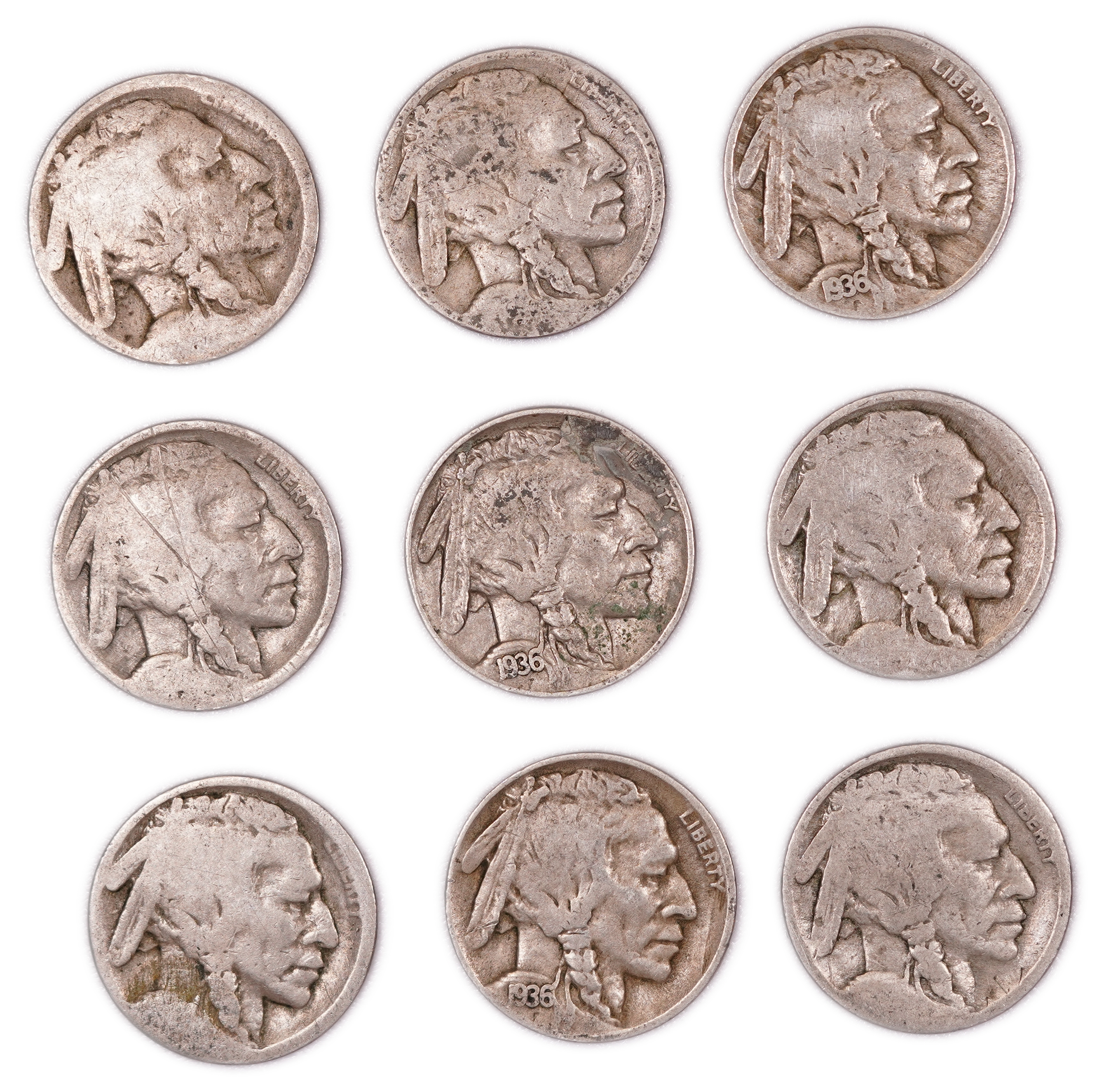 United States - Group of 40 Buffalo Nickels - 5 Cents - Indian Head Series - Various Dates 1913-1938 - 1 11