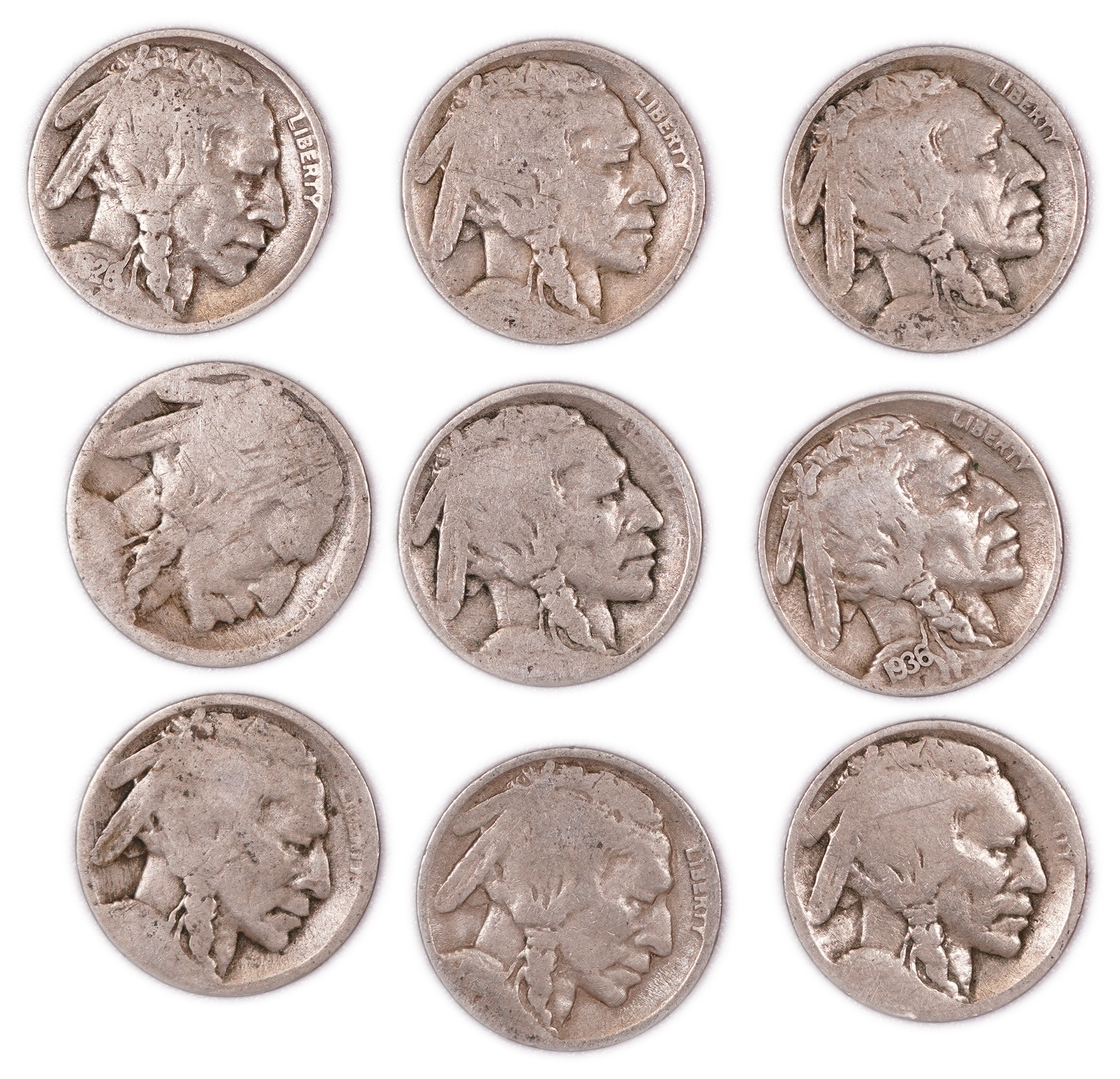 United States - Group of 40 Buffalo Nickels - 5 Cents - Indian Head Series - Various Dates 1913-1938 - 1 9