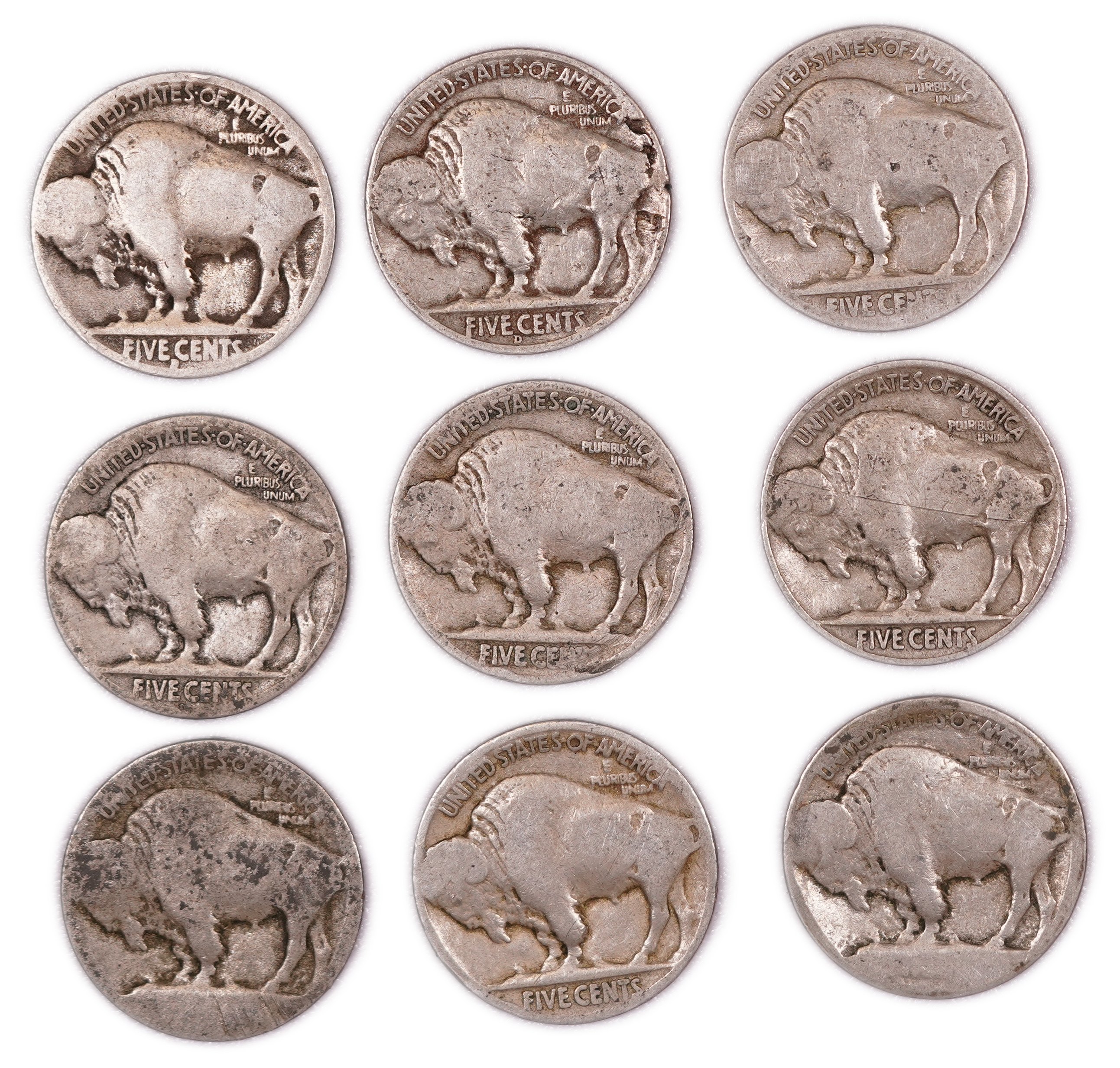 United States - Group of 40 Buffalo Nickels - 5 Cents - Indian Head Series - Various Dates 1913-1938 - 1 8