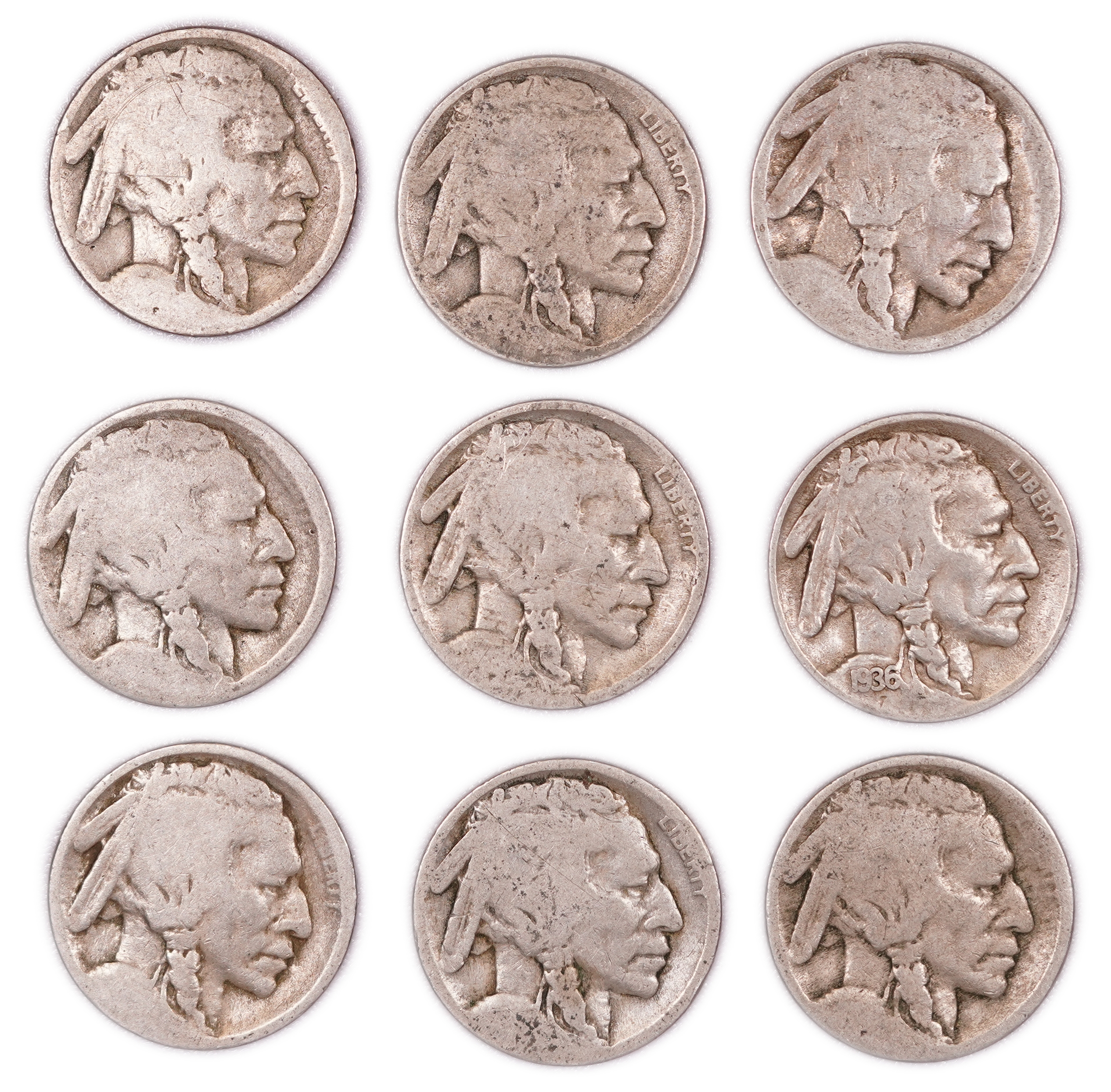 United States - Group of 40 Buffalo Nickels - 5 Cents - Indian Head Series - Various Dates 1913-1938 - 1 5