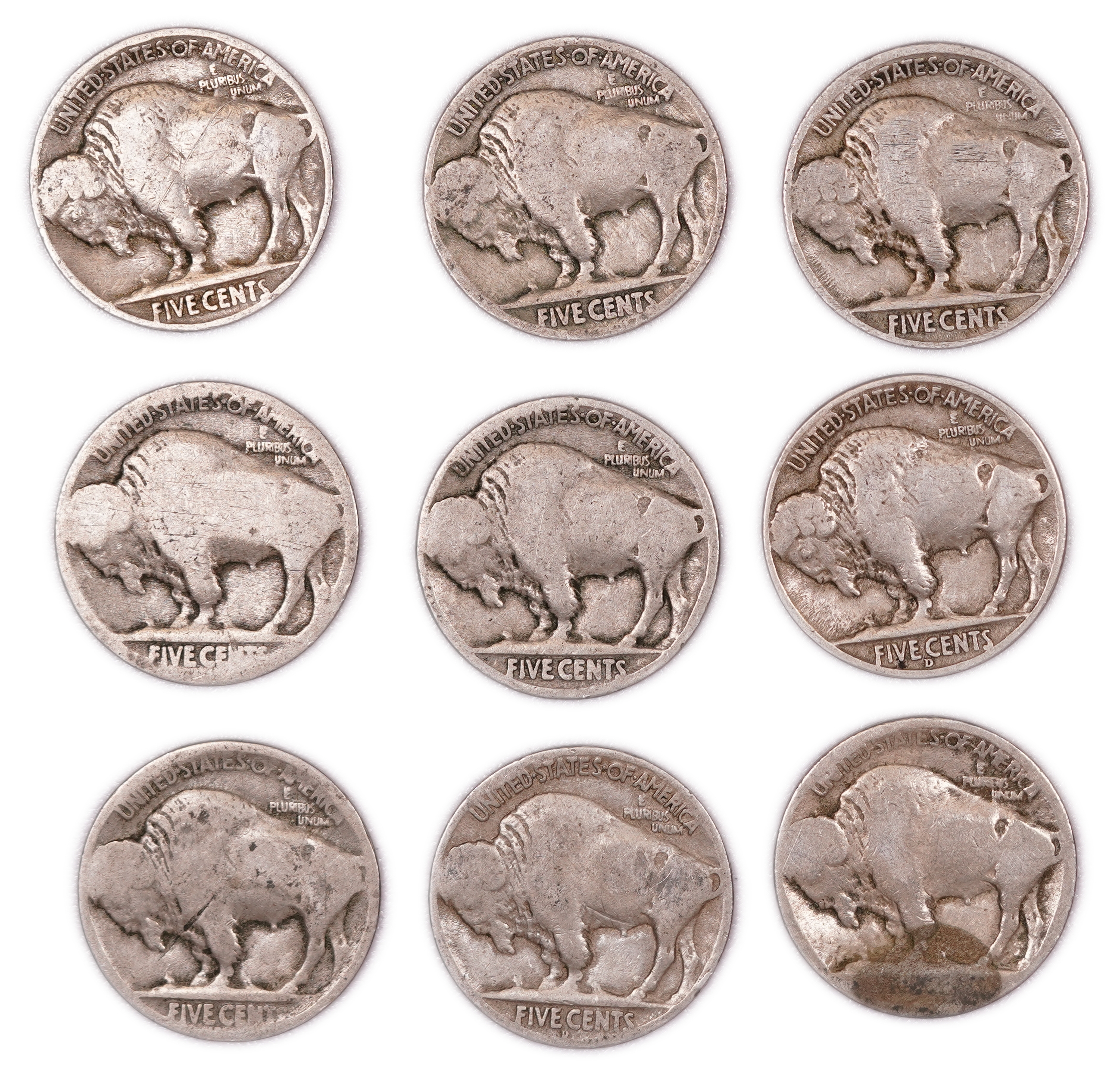United States - Group of 40 Buffalo Nickels - 5 Cents - Indian Head Series - Various Dates 1913-1938 - 1 10