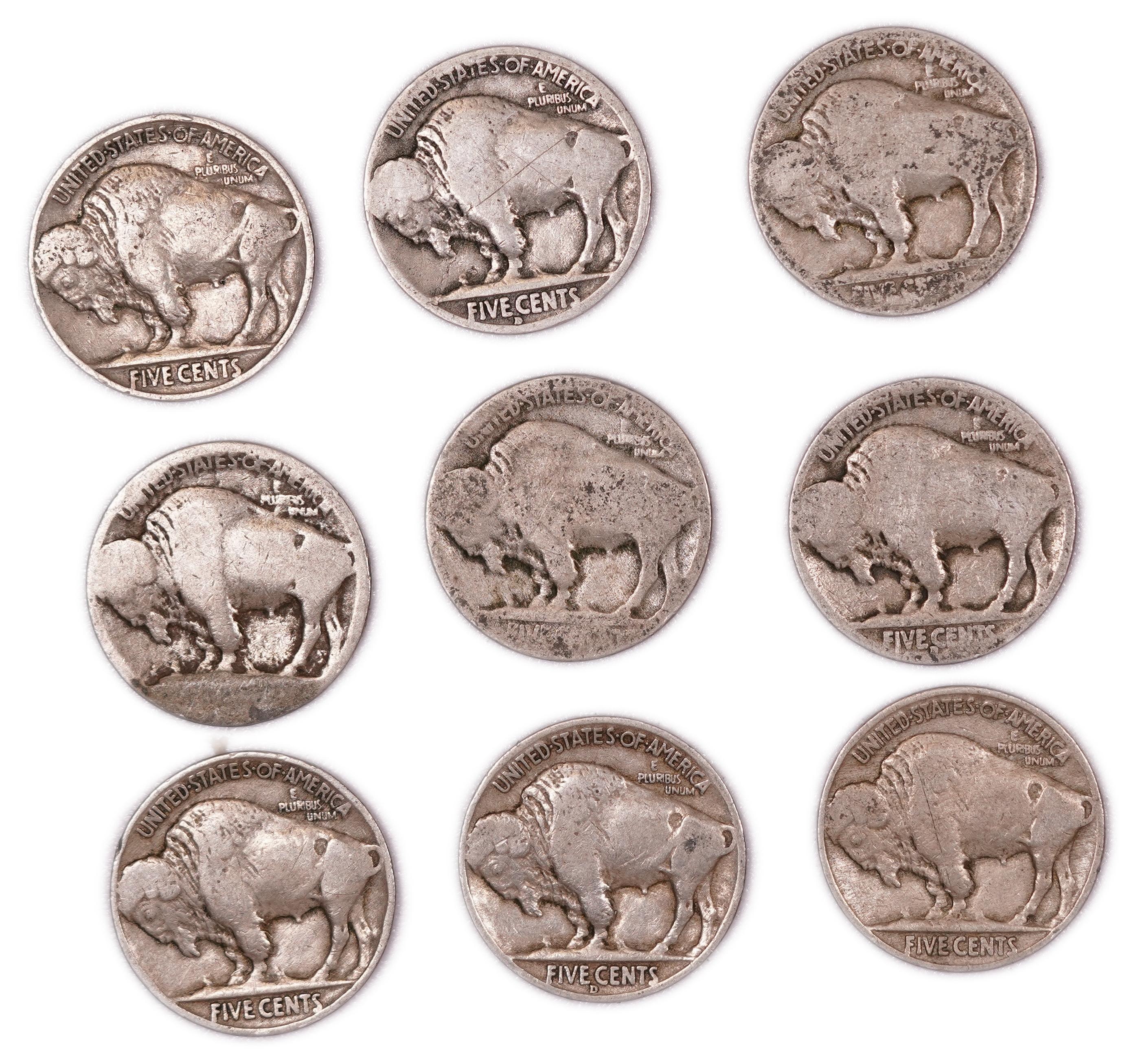 United States - Group of 47 Buffalo Nickels - 5 Cents - Indian Head Series - Various Dates 1913-1938 - 1 12
