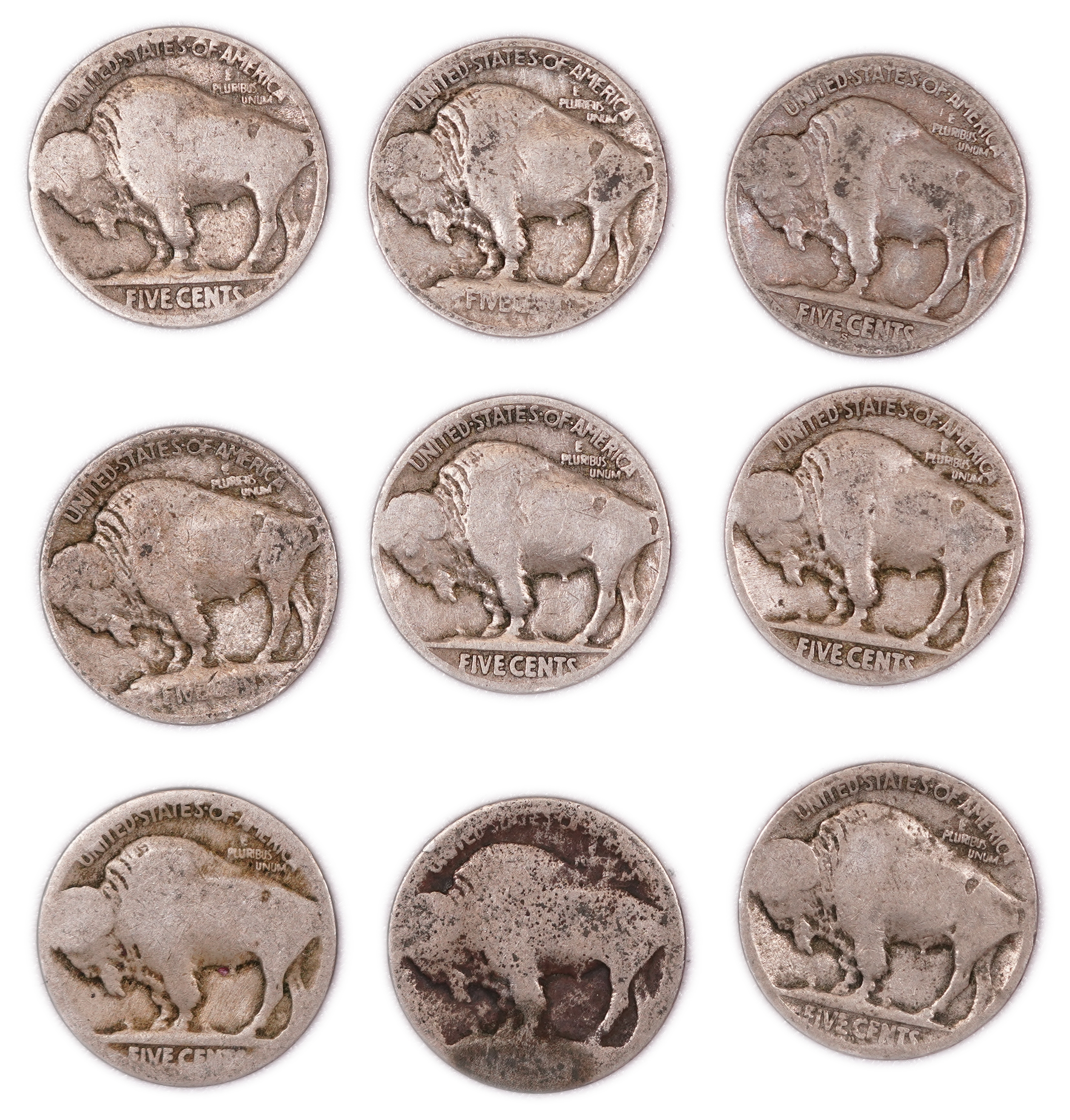 United States - Group of 47 Buffalo Nickels - 5 Cents - Indian Head Series - Various Dates 1913-1938 - 1 3