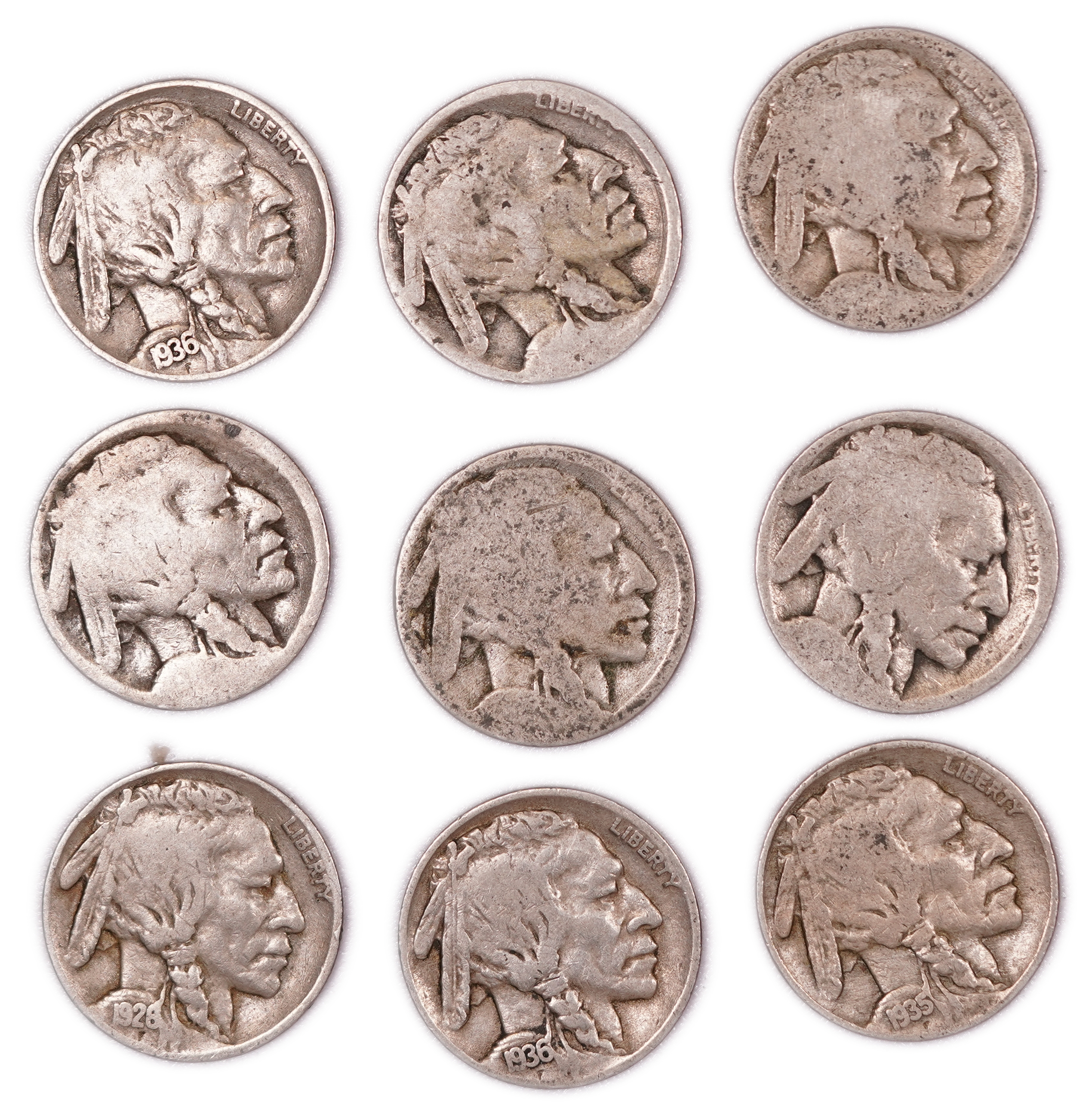 United States - Group of 47 Buffalo Nickels - 5 Cents - Indian Head Series - Various Dates 1913-1938 - 1 11