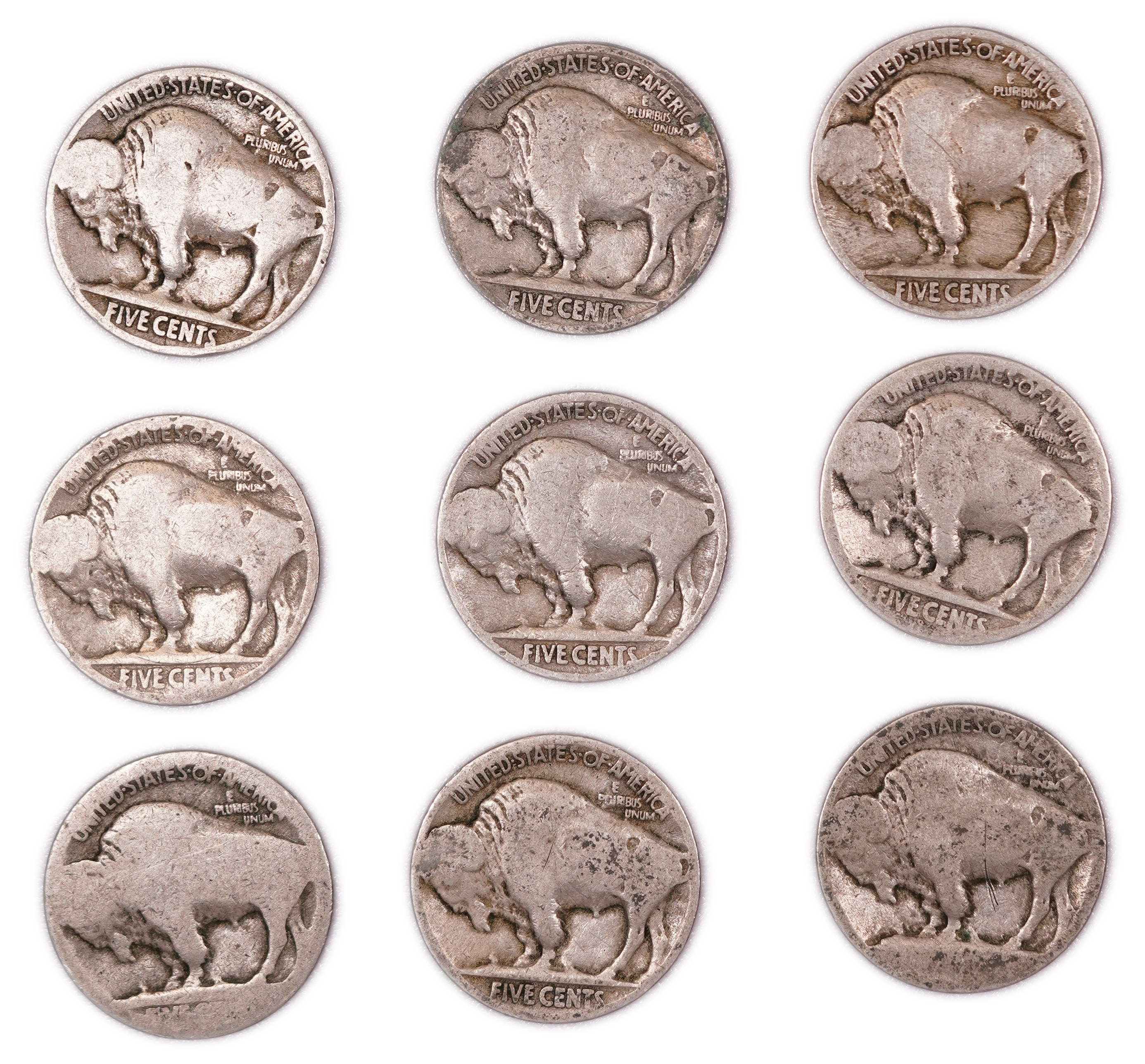 United States - Group of 47 Buffalo Nickels - 5 Cents - Indian Head Series - Various Dates 1913-1938 - 1 2