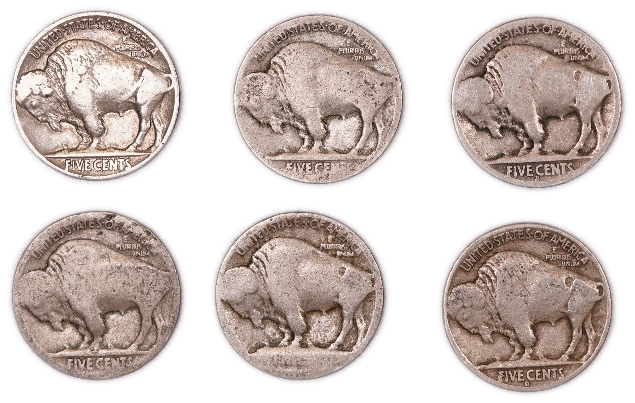 United States - Group of 47 Buffalo Nickels - 5 Cents - Indian Head Series - Various Dates 1913-1938 - 1 5
