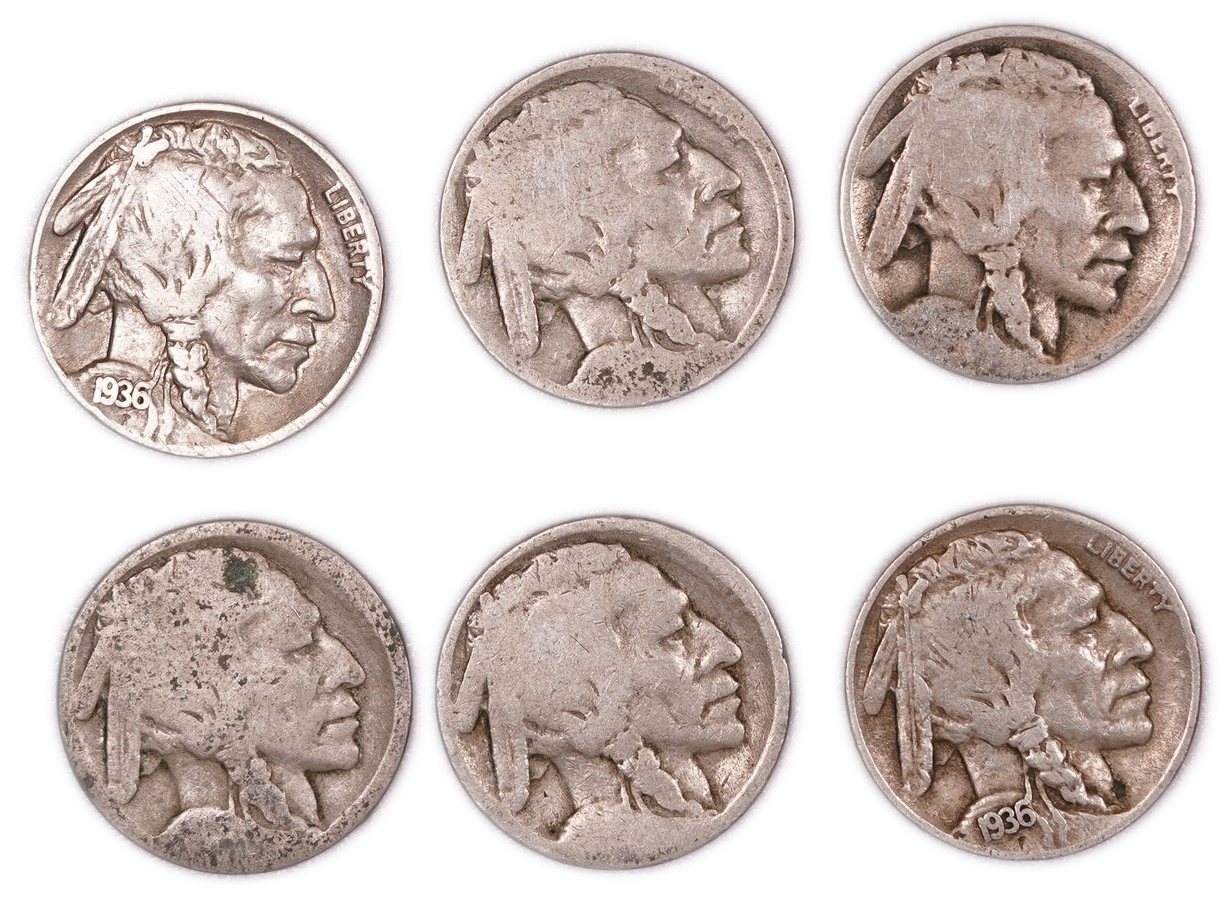 United States - Group of 47 Buffalo Nickels - 5 Cents - Indian Head Series - Various Dates 1913-1938 - 1 4