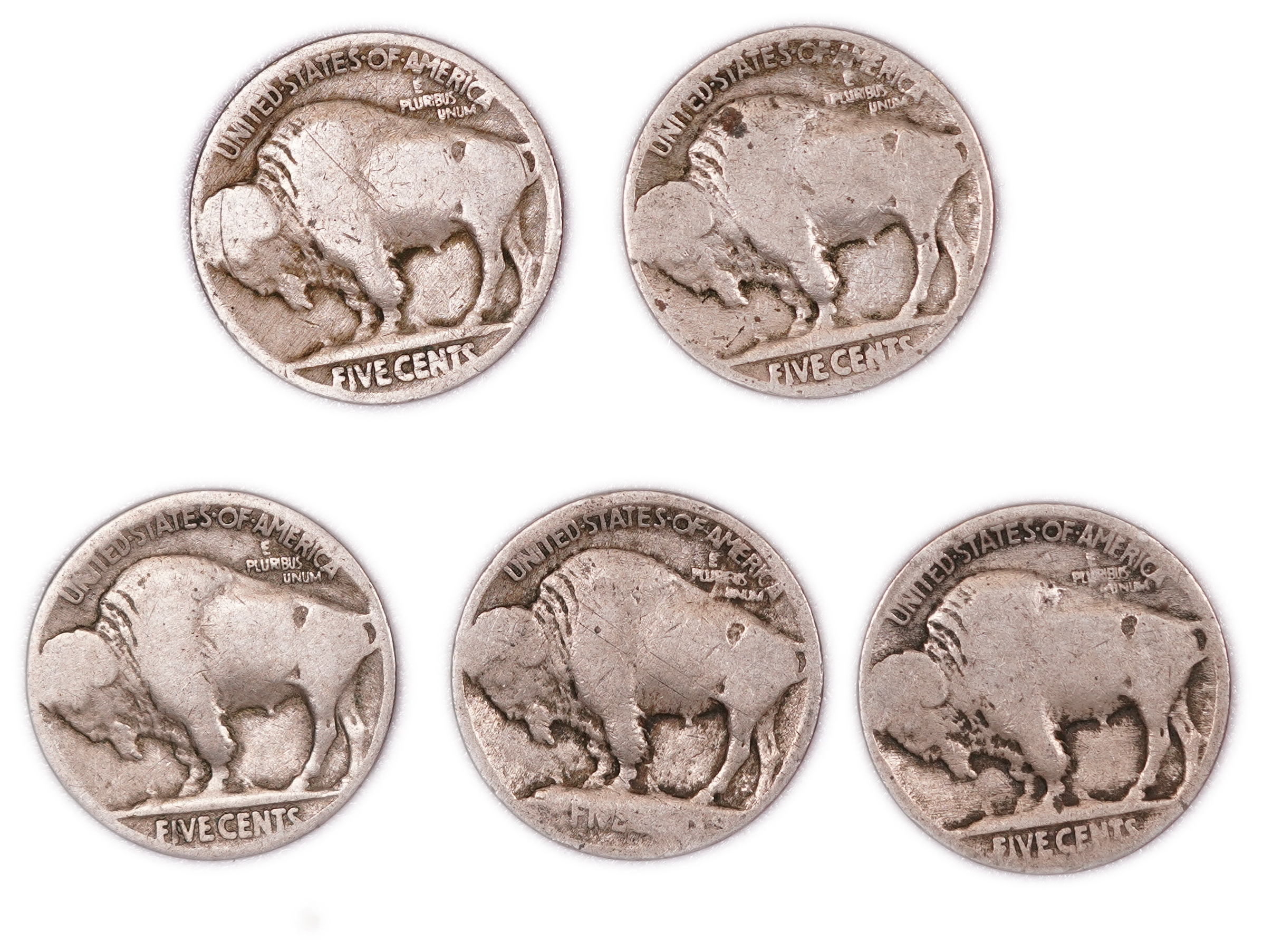 United States - Group of 47 Buffalo Nickels - 5 Cents - Indian Head Series - Various Dates 1913-1938 - 1 8